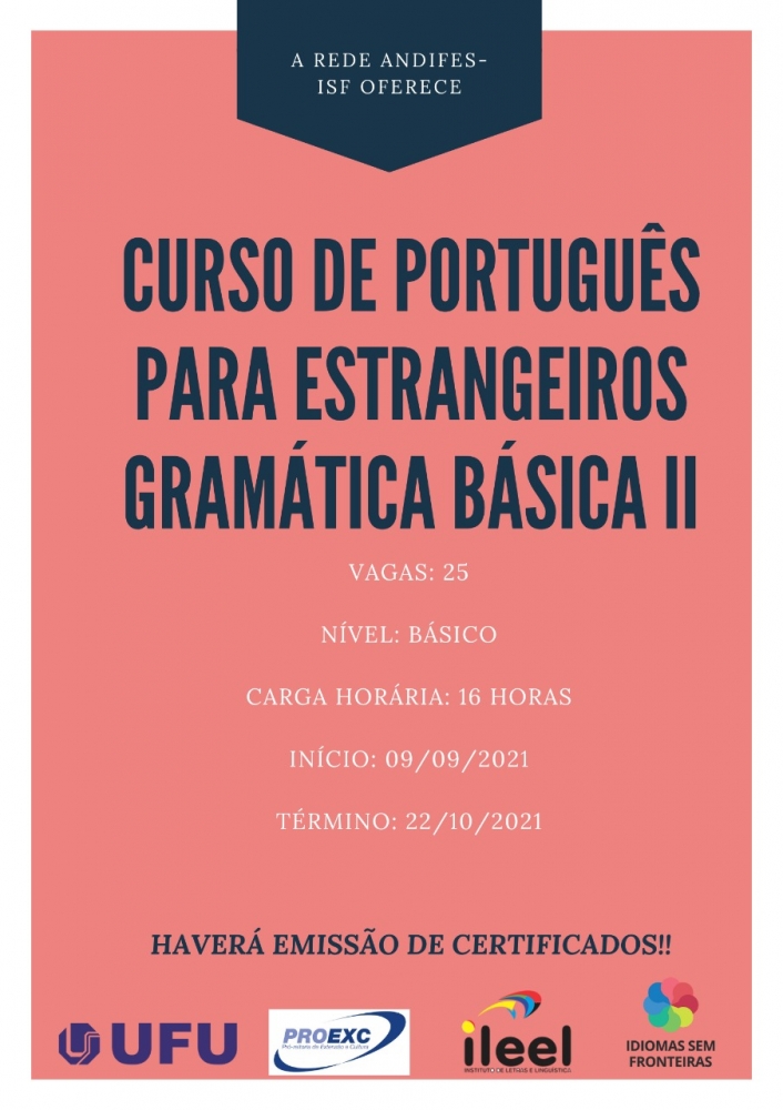 Curso de Português como Língua Adicional - Estrangeiros